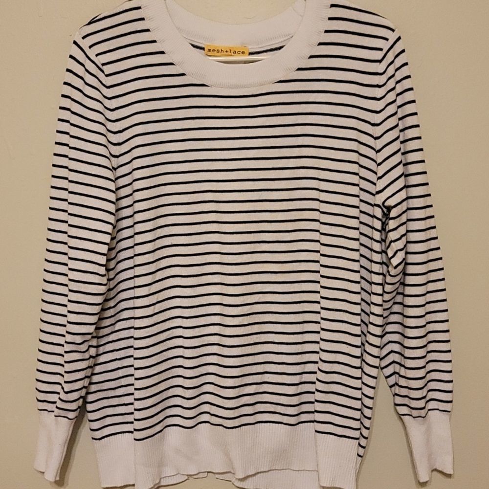 Mesh and lace stripped open back sweater‎ size xl